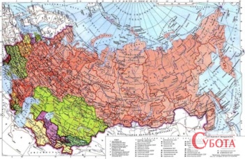 Політична карта колишнього СРСР, кордони якого Росія намагається відновити