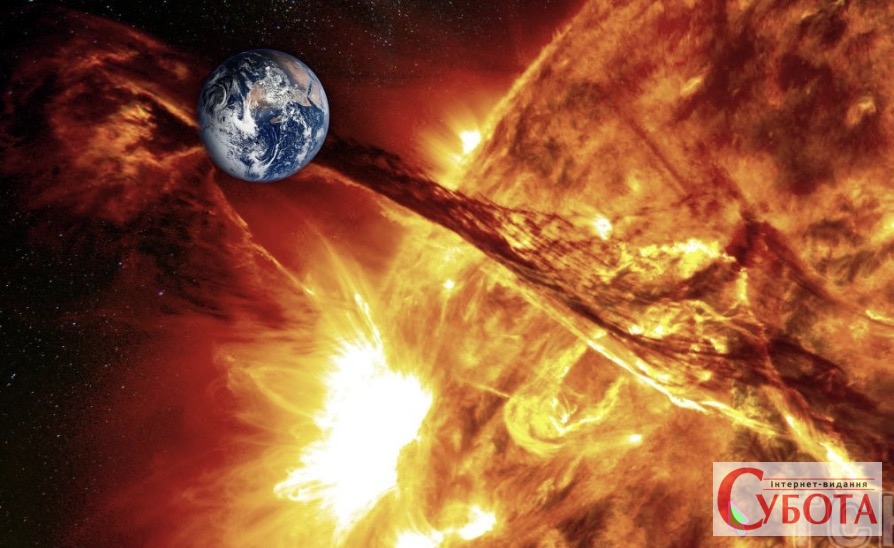 Ілюстрація сонячної активності та потоку заряджених частинок біля Землі