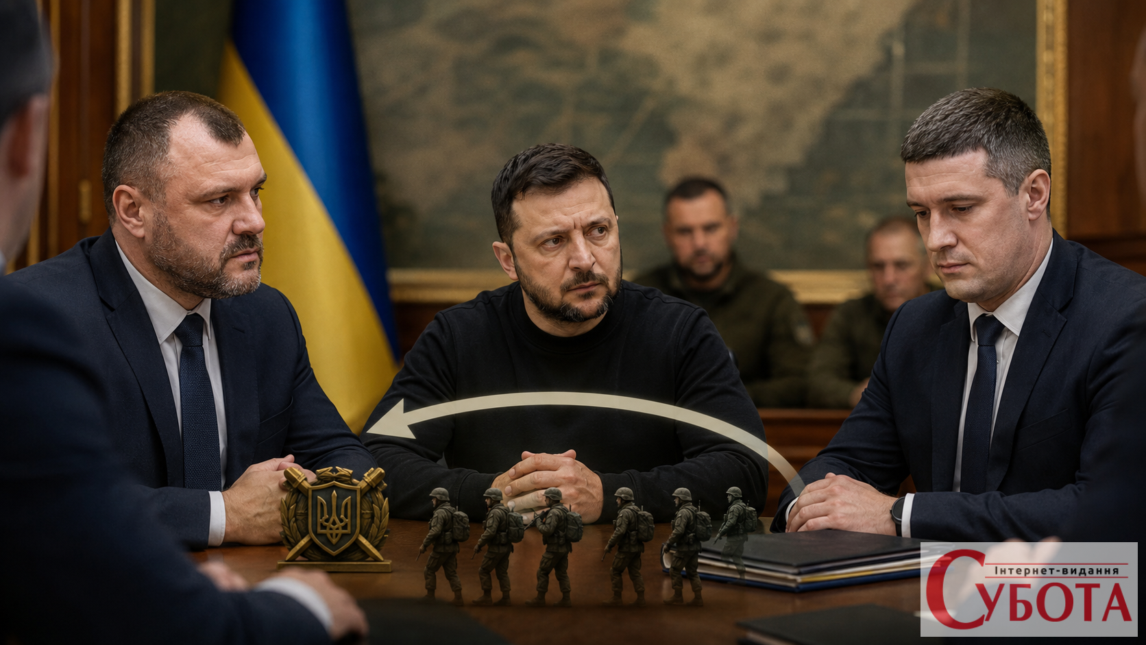 Володимир Зеленський під час наради з Ігорем Клименком та Михайлом Федоровим щодо змін у керівництві Міноборони