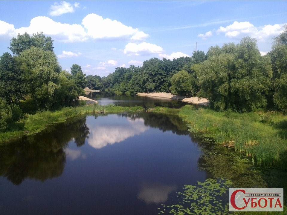 Річка Уборть в Олевську, серпень 2015 року