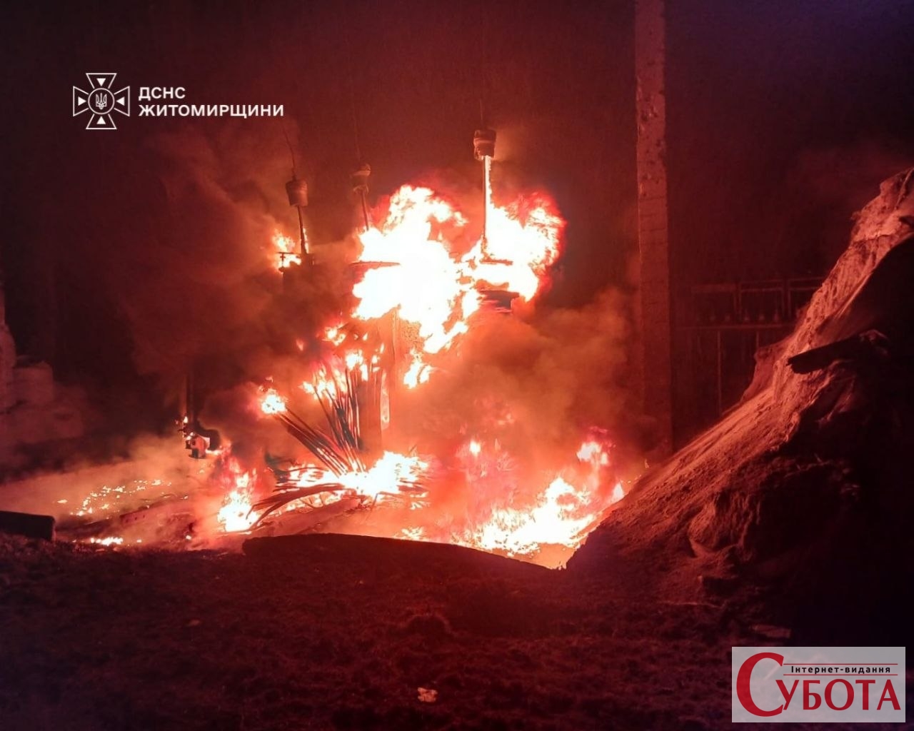 Росія два дні поспіль атакує енергооб’єкти Житомирщини: рятувальники загасили пожежі